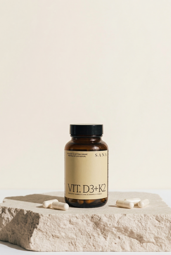 Suplemento de vitamina D3 vegana con vitamina K2 biodisponible para apoyar huesos, defensas y metabolismo del calcio en mujeres